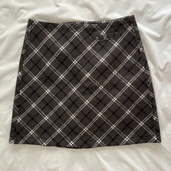 J.ING Neel Dim Grey Plaid Print Skirt - M / DimGrey - Picture 1 of 2